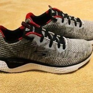 Mens Skechers Ultra Light Memory Foam Gray/Black/Red Wide Athletic Sneakers